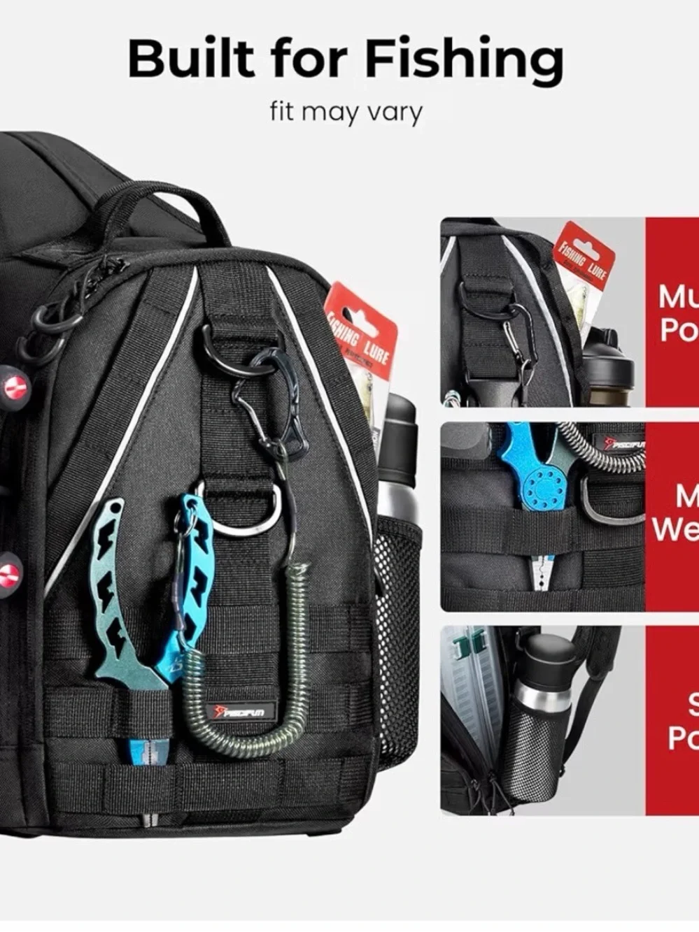 Black Tactical Fishing Sling Bag
